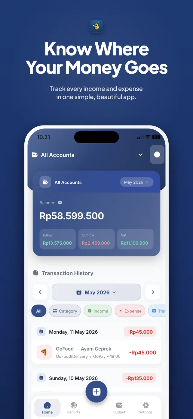 Dashboard Nectar Wallet untuk melihat saldo dan riwayat transaksi